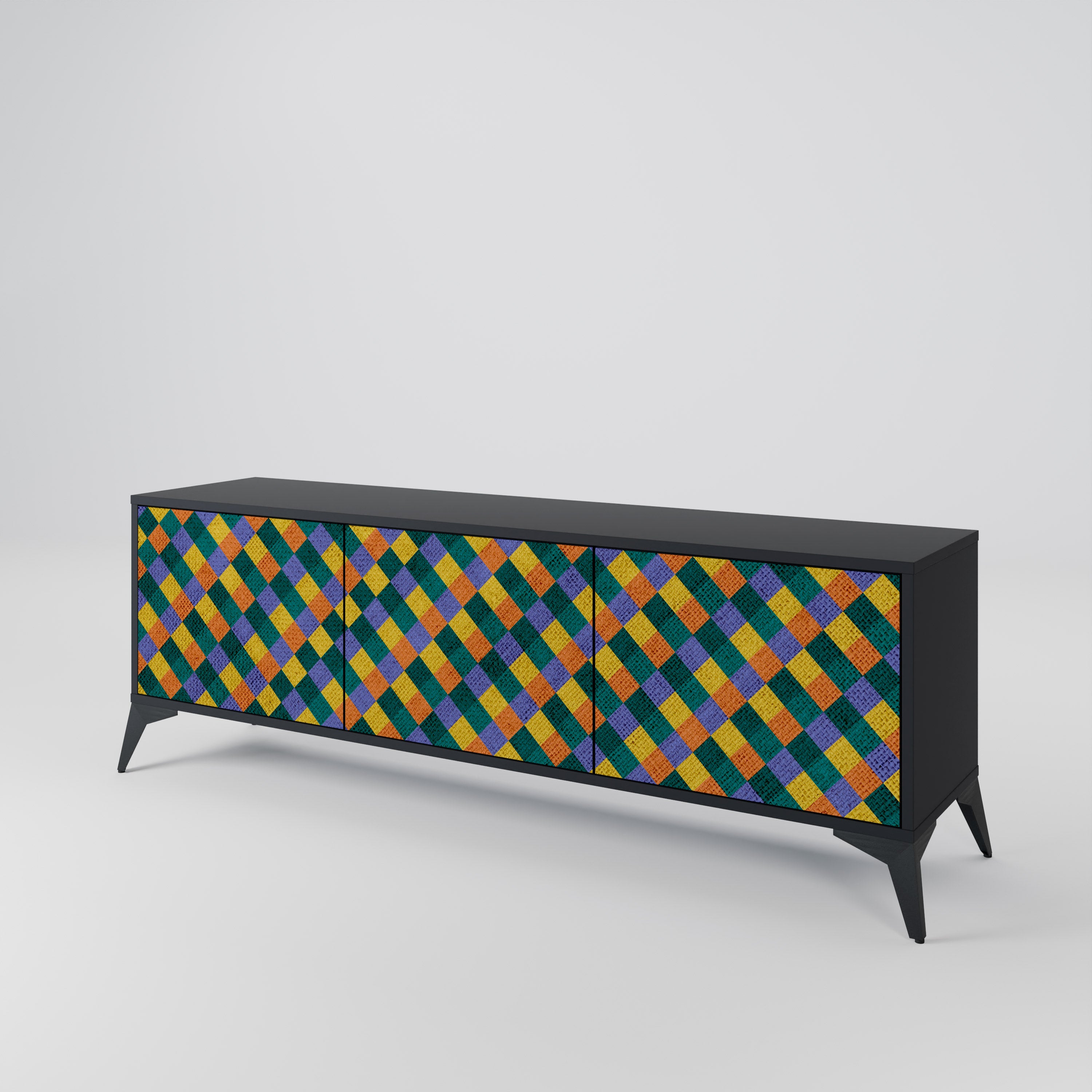 PAINTED SQUARES MIX 3-Door TV Cabinet