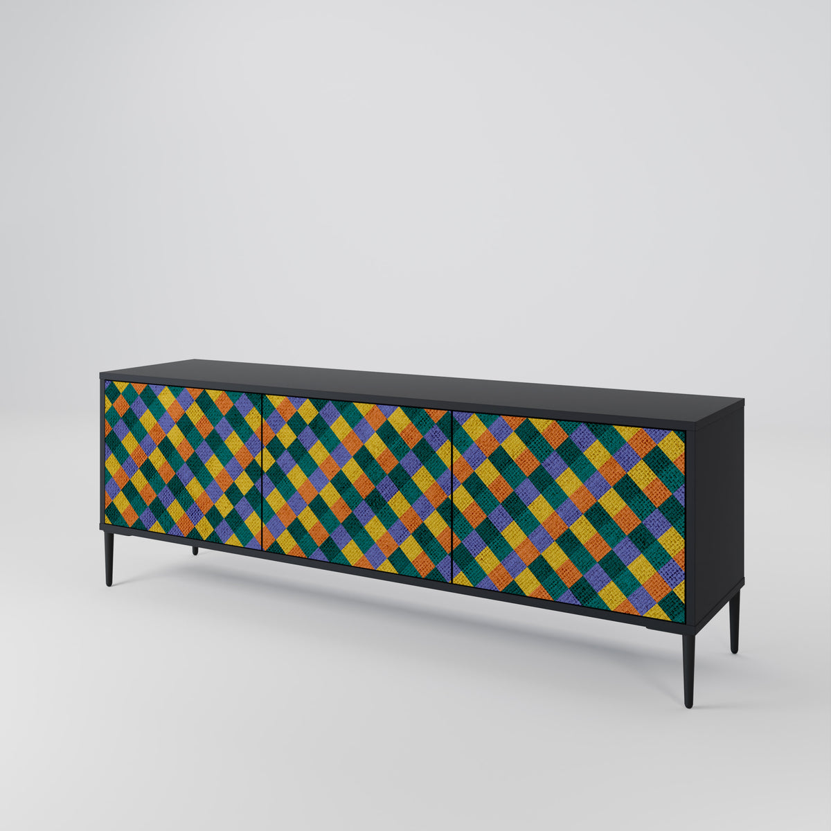 PAINTED SQUARES MIX 3-Door TV Cabinet