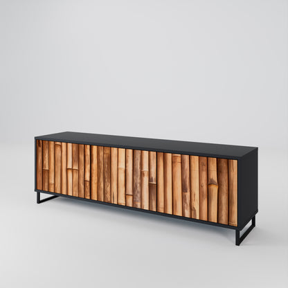 NATURAL WOOD 3-Door TV Cabinet