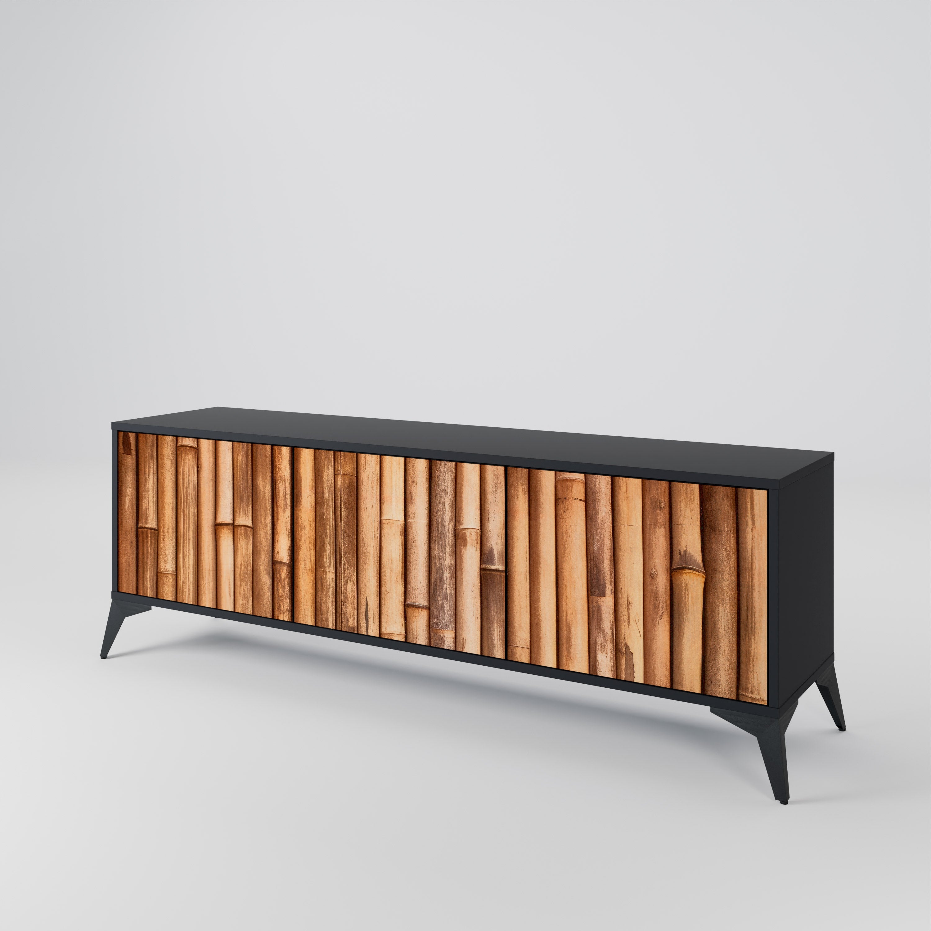 NATURAL WOOD 3-Door TV Cabinet