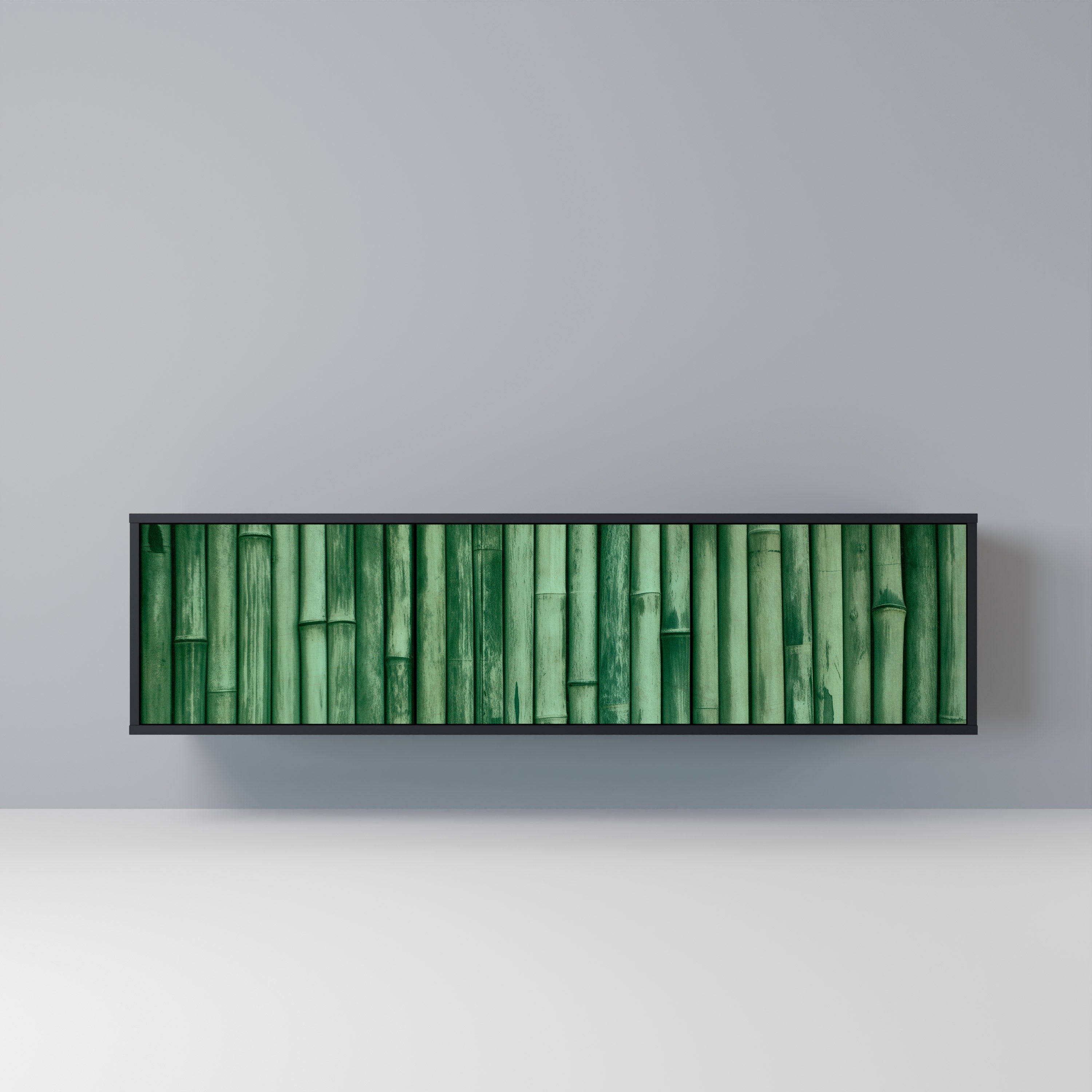 NATURAL GREEN Móvel de TV com 3 Portas em Acabamento Preto