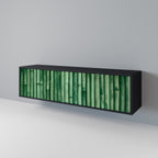 NATURAL GREEN 3-Door TV Stand in Black Finish