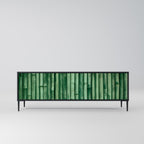 NATURAL GREEN 3-Door TV Stand in Black Finish