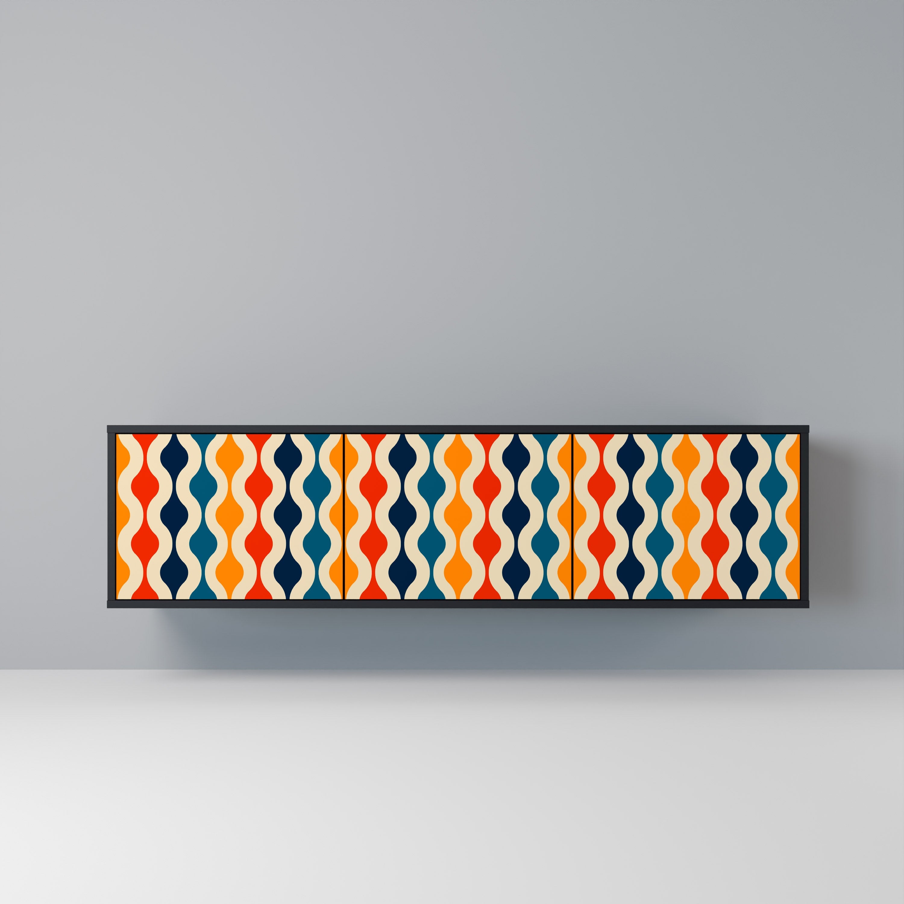 COLORFUL NOSTALGIA Móvel de TV com 3 Portas em Acabamento Preto