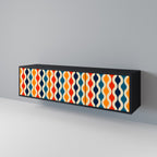 COLORFUL NOSTALGIA 3-Door TV Stand in Black Finish