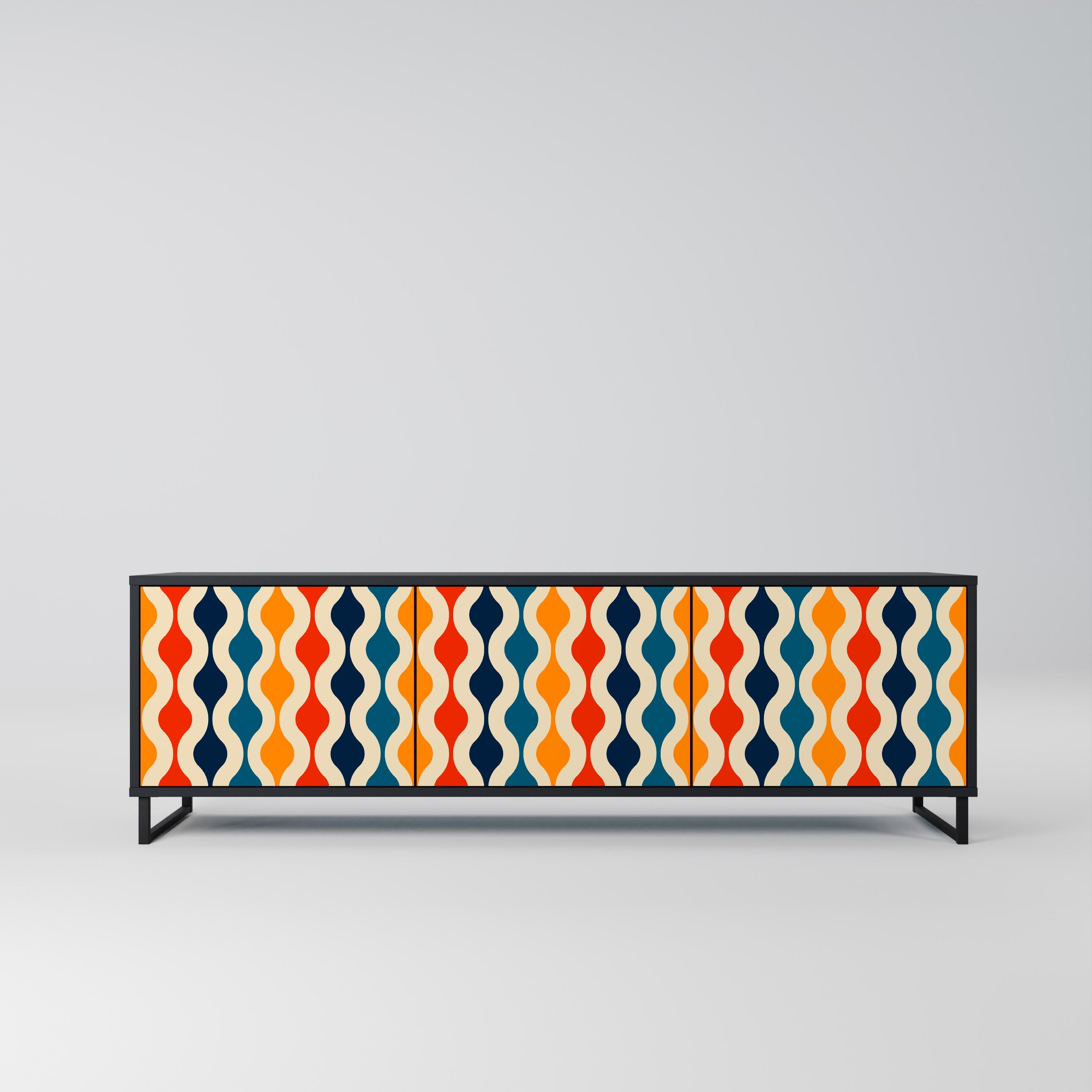COLORFUL NOSTALGIA Móvel de TV com 3 Portas em Acabamento Preto