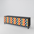 COLORFUL NOSTALGIA 3-Door TV Stand in Black Finish