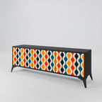 COLORFUL NOSTALGIA 3-Door TV Stand in Black Finish