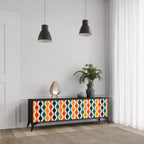 COLORFUL NOSTALGIA 3-Door TV Stand in Black Finish