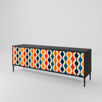 COLORFUL NOSTALGIA 3-Door TV Stand in Black Finish