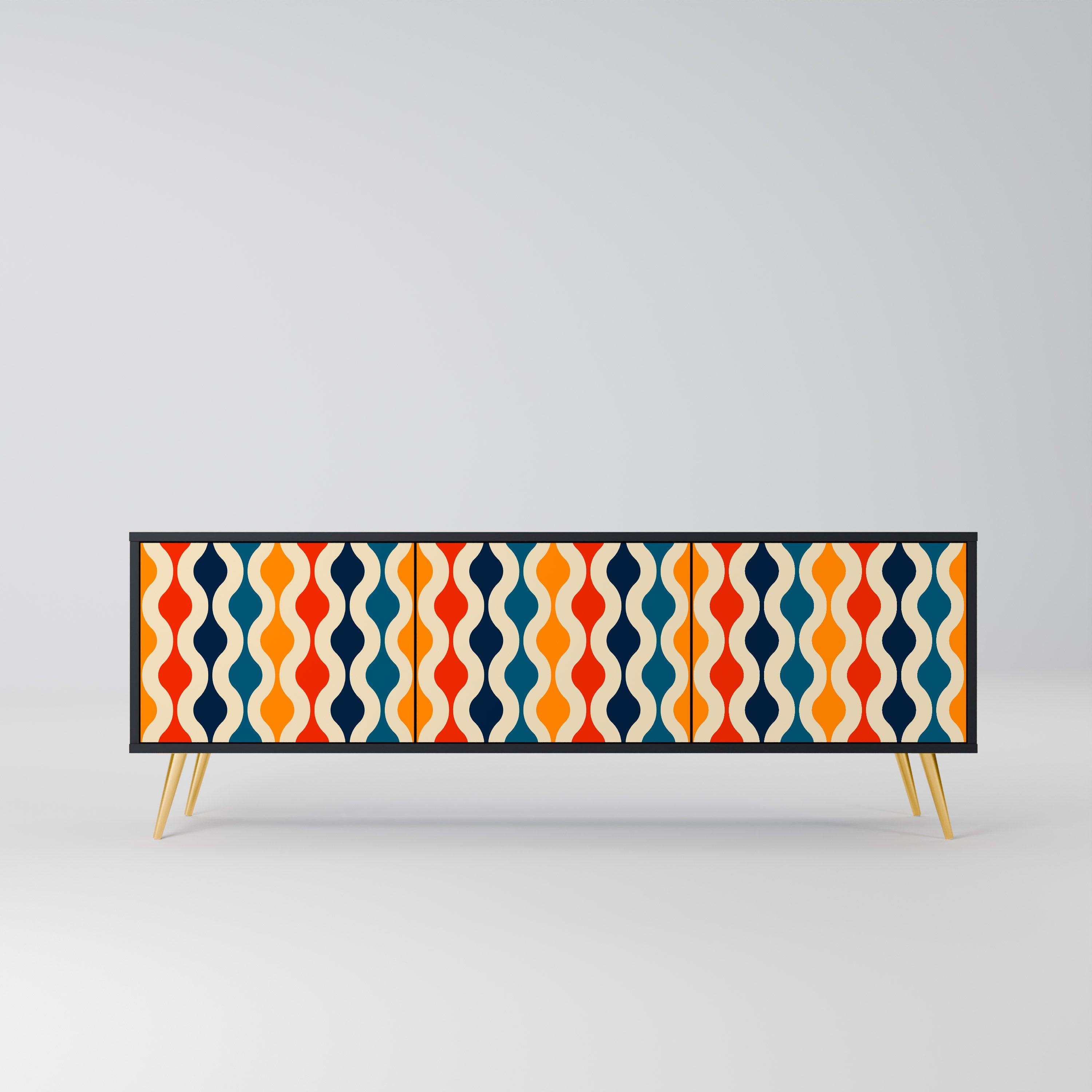 COLORFUL NOSTALGIA Móvel de TV com 3 Portas em Acabamento Preto