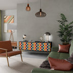 COLORFUL NOSTALGIA 3-Door TV Stand in Black Finish