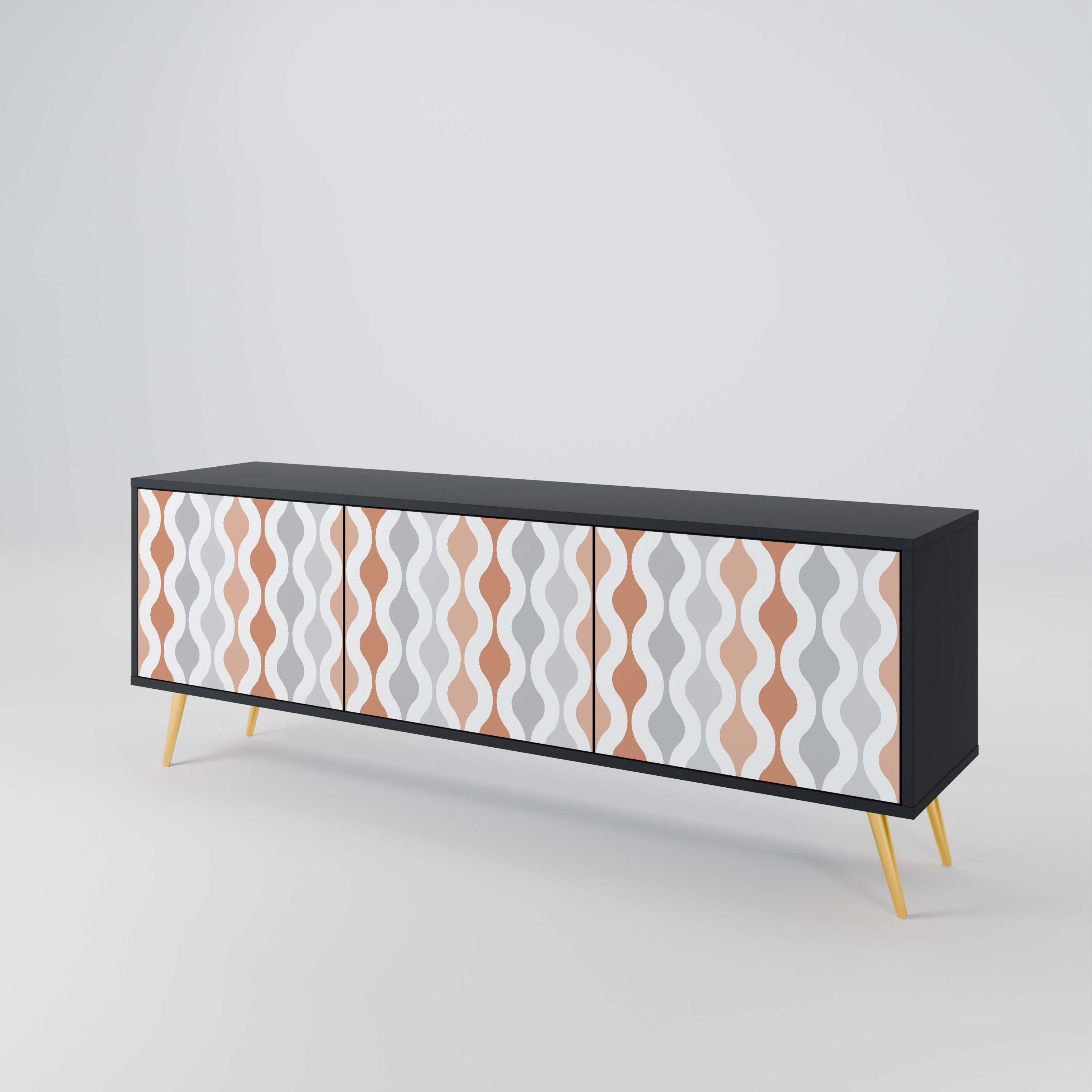 HAZY NOSTALGIA Móvel de TV com 3 Portas em Acabamento Preto