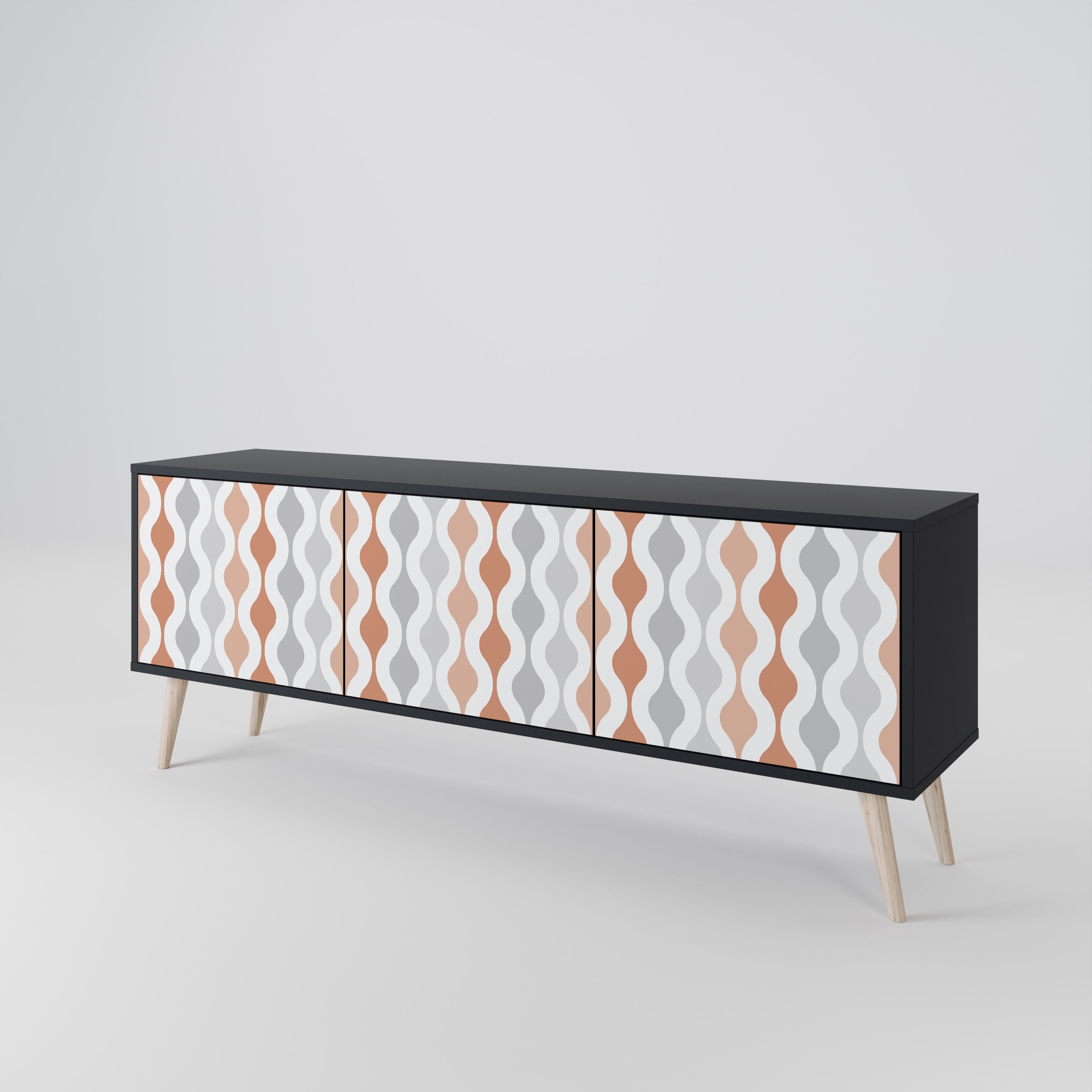 HAZY NOSTALGIA Móvel de TV com 3 Portas em Acabamento Preto