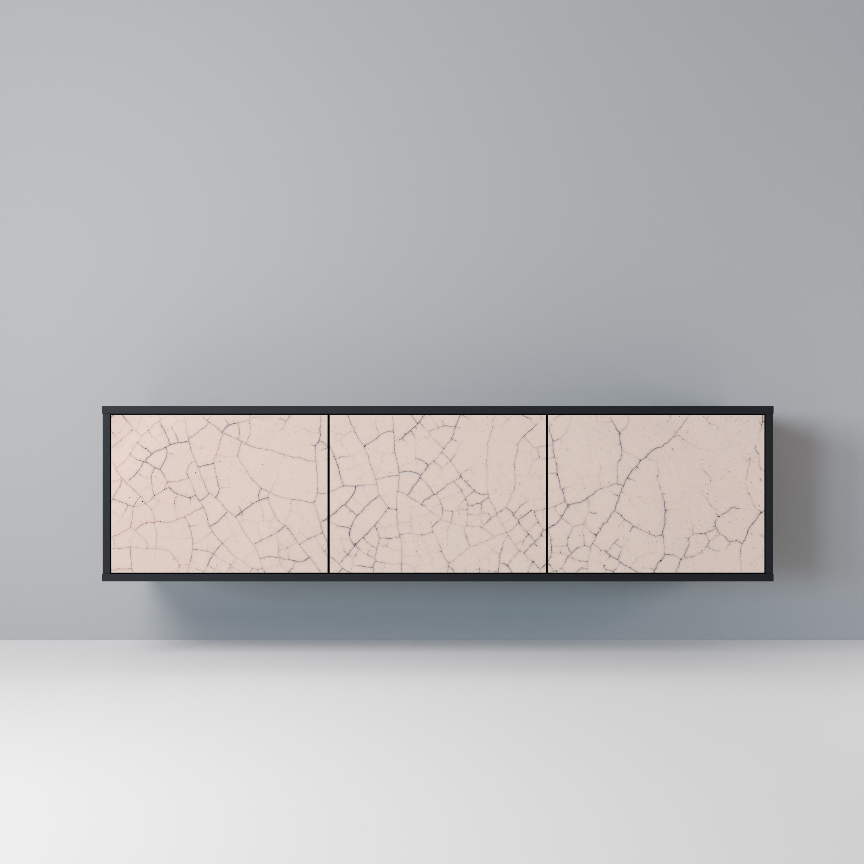 CERAMIC TEXTURE Móvel de TV com 3 Portas em Acabamento Preto