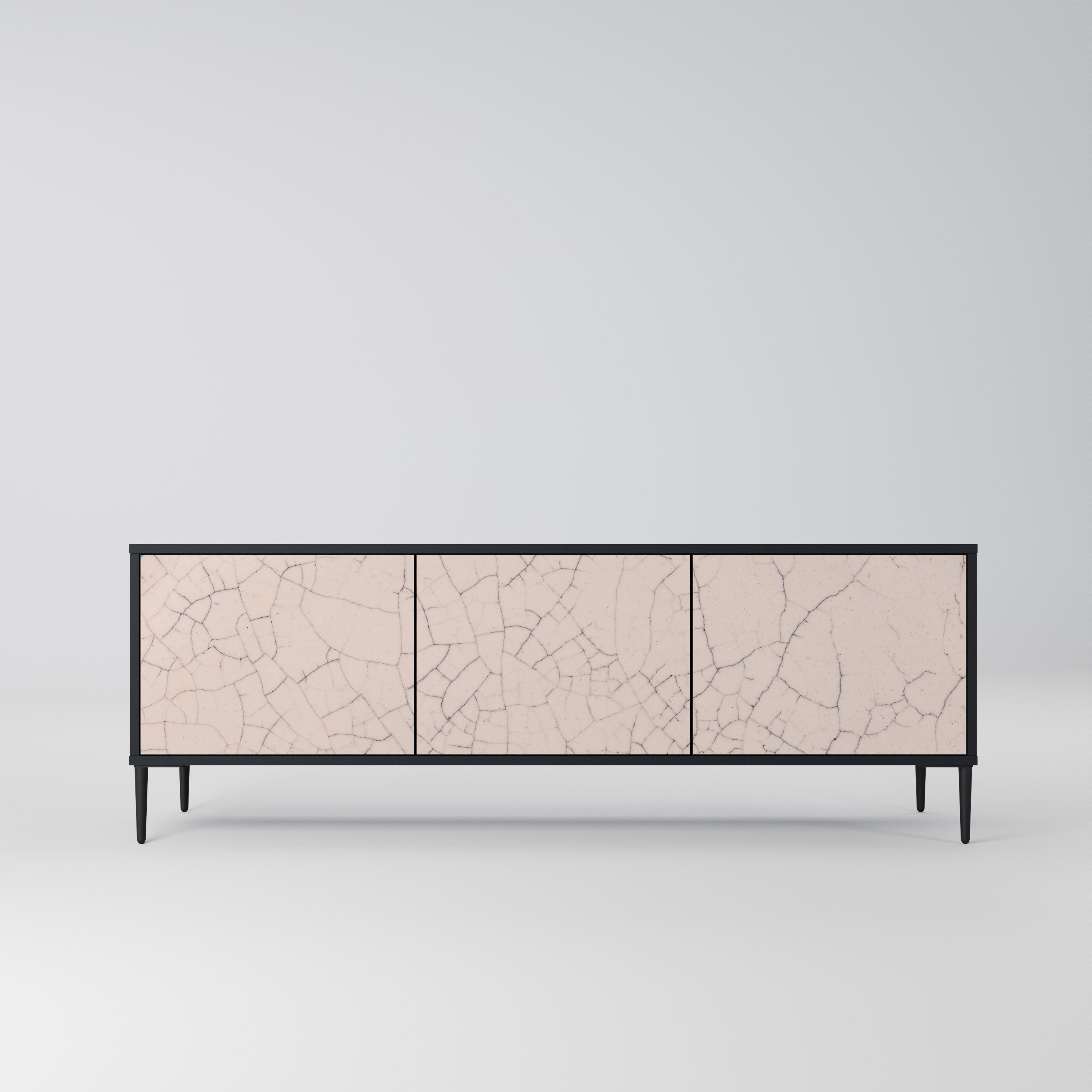 CERAMIC TEXTURE Móvel de TV com 3 Portas em Acabamento Preto