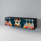 CRACKED ILLUSION 3-Door TV Stand in Black Finish