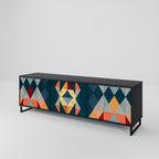 CRACKED ILLUSION 3-Door TV Stand in Black Finish