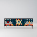 CRACKED ILLUSION 3-Door TV Stand in Black Finish