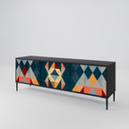 CRACKED ILLUSION 3-Door TV Stand in Black Finish