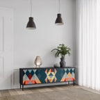 CRACKED ILLUSION 3-Door TV Stand in Black Finish