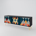 CRACKED ILLUSION 3-Door TV Stand in Black Finish