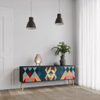 CRACKED ILLUSION 3-Door TV Stand in Black Finish