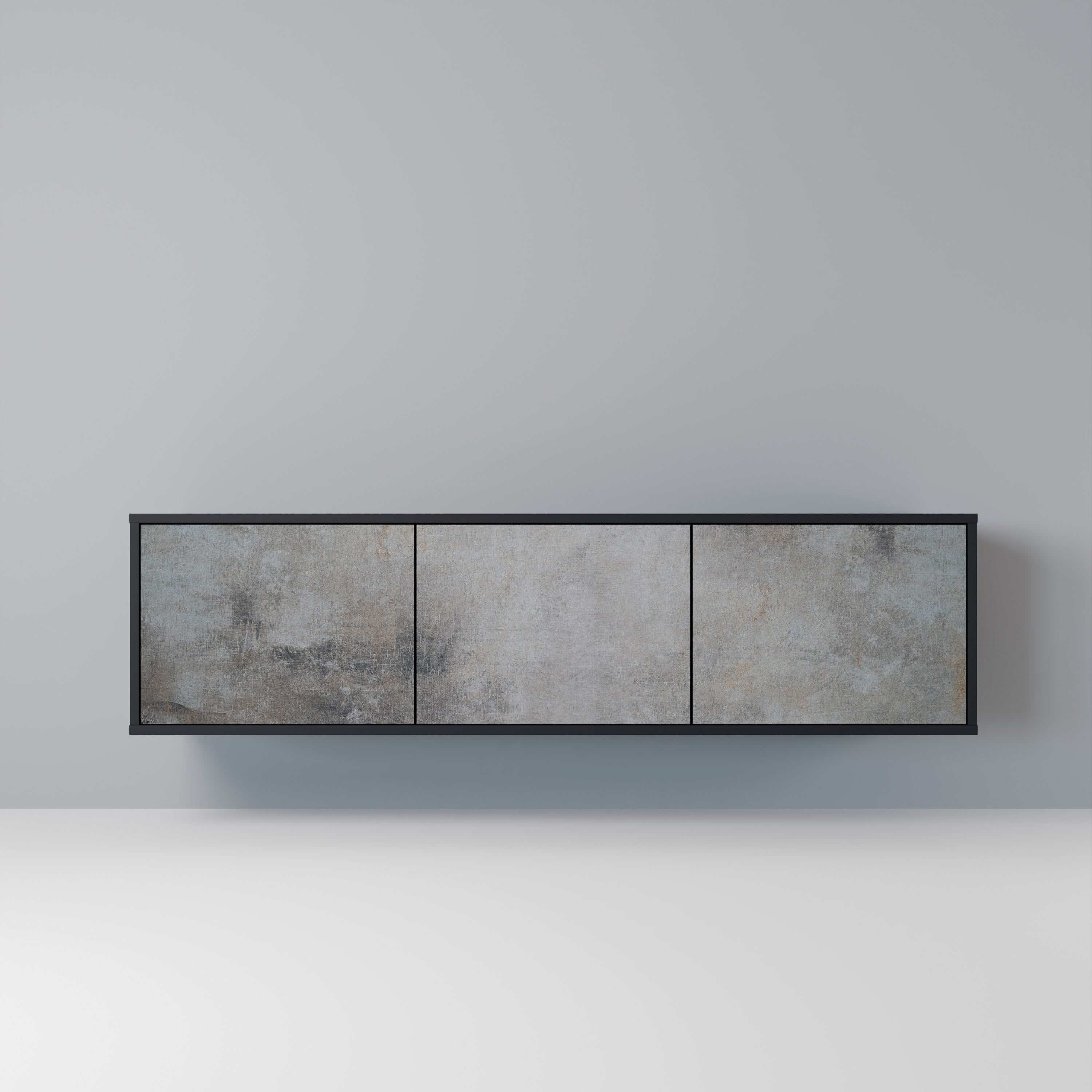CONCRETE WALL Móvel de TV com 3 Portas em Acabamento Preto
