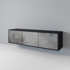 CONCRETE WALL 3-Door TV Stand in Black Finish