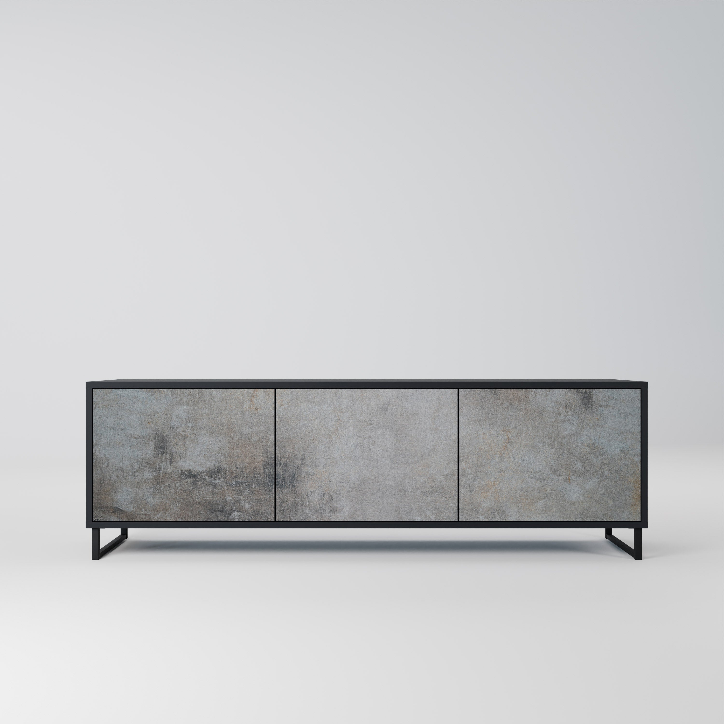 CONCRETE WALL Móvel de TV com 3 Portas em Acabamento Preto