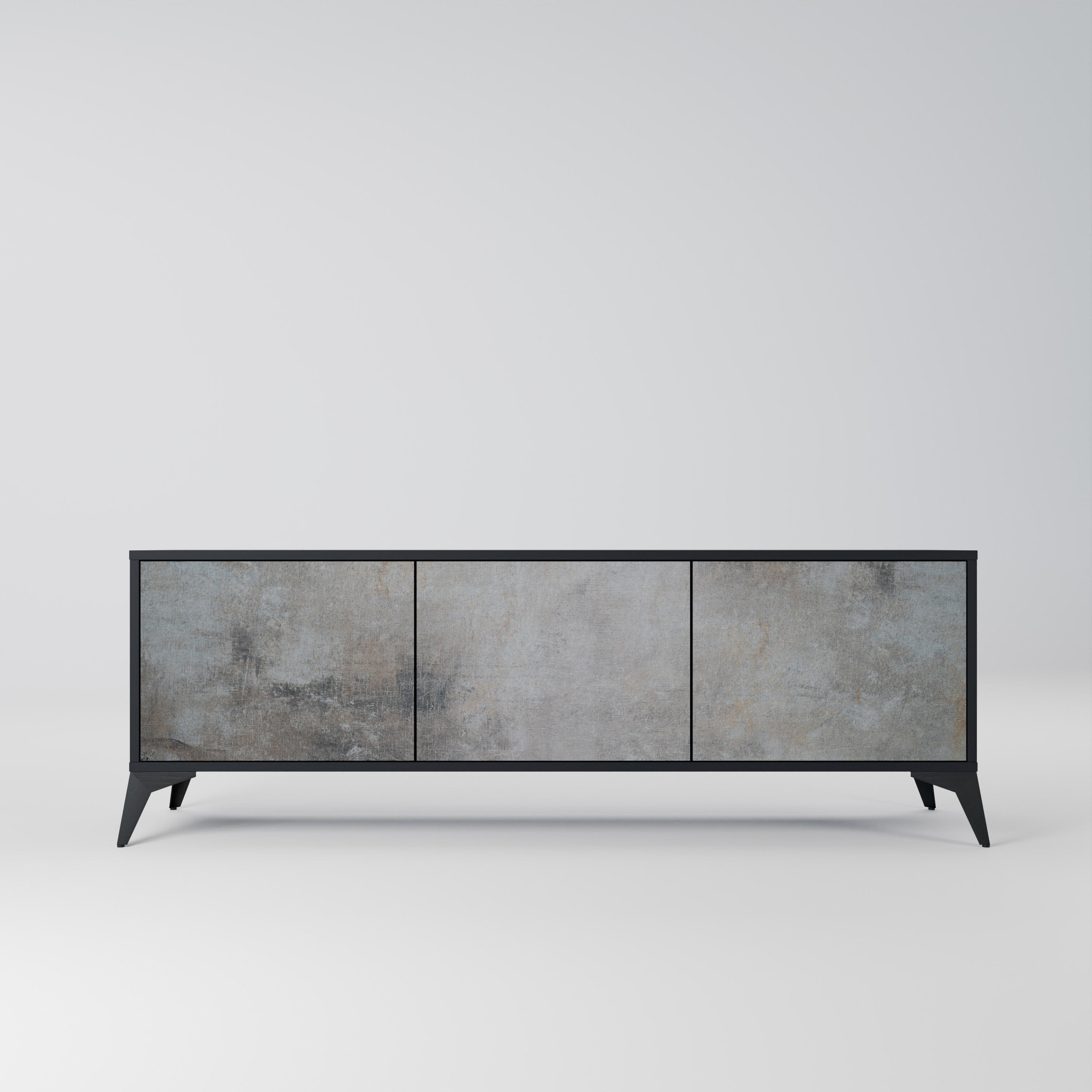 CONCRETE WALL Móvel de TV com 3 Portas em Acabamento Preto