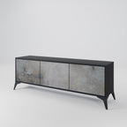 CONCRETE WALL 3-Door TV Stand in Black Finish