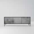 CONCRETE WALL 3-Door TV Stand in Black Finish