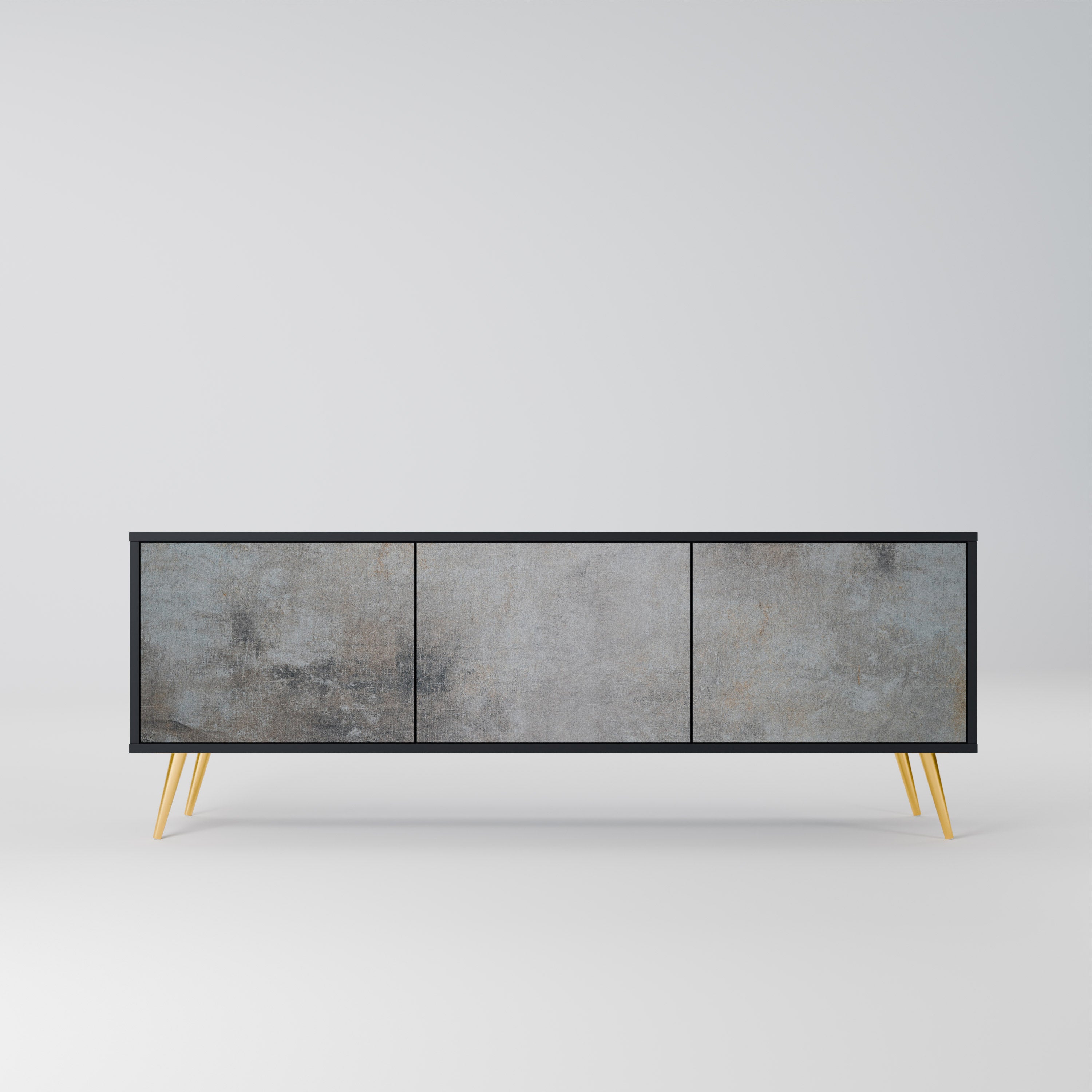 CONCRETE WALL Móvel de TV com 3 Portas em Acabamento Preto