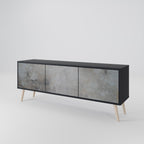 CONCRETE WALL 3-Door TV Stand in Black Finish