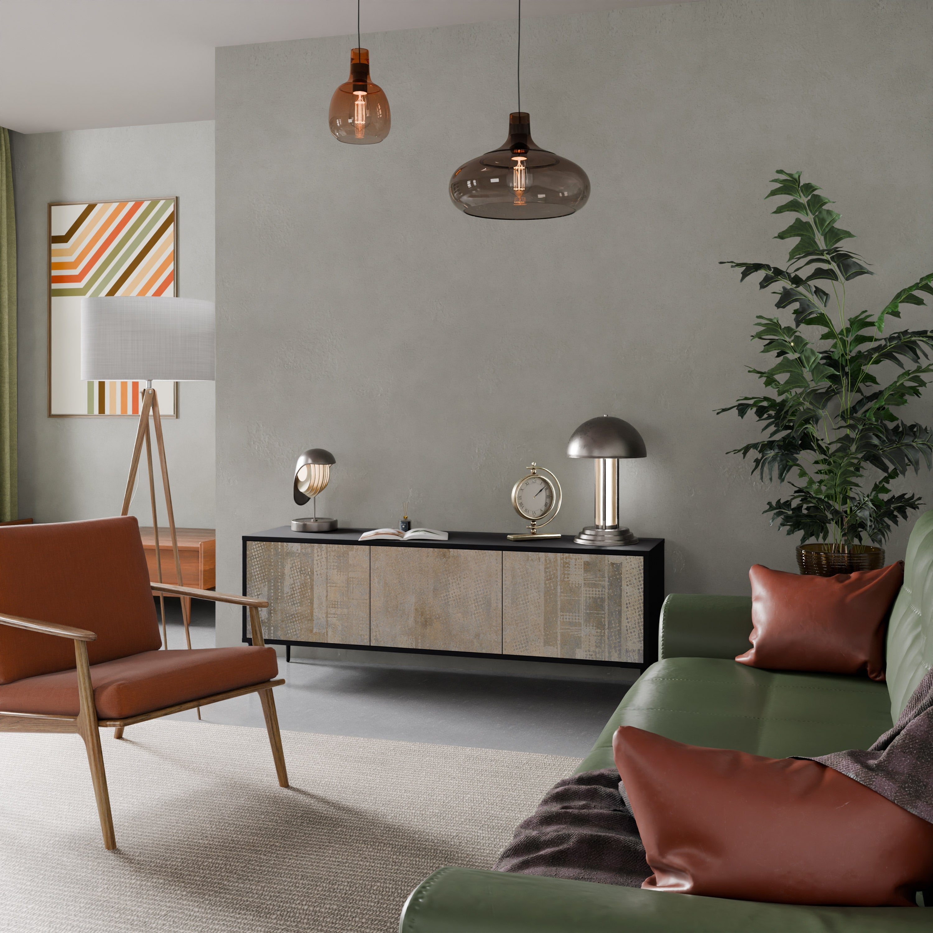 SCREEN ERROR Móvel de TV com 3 Portas em Acabamento Preto