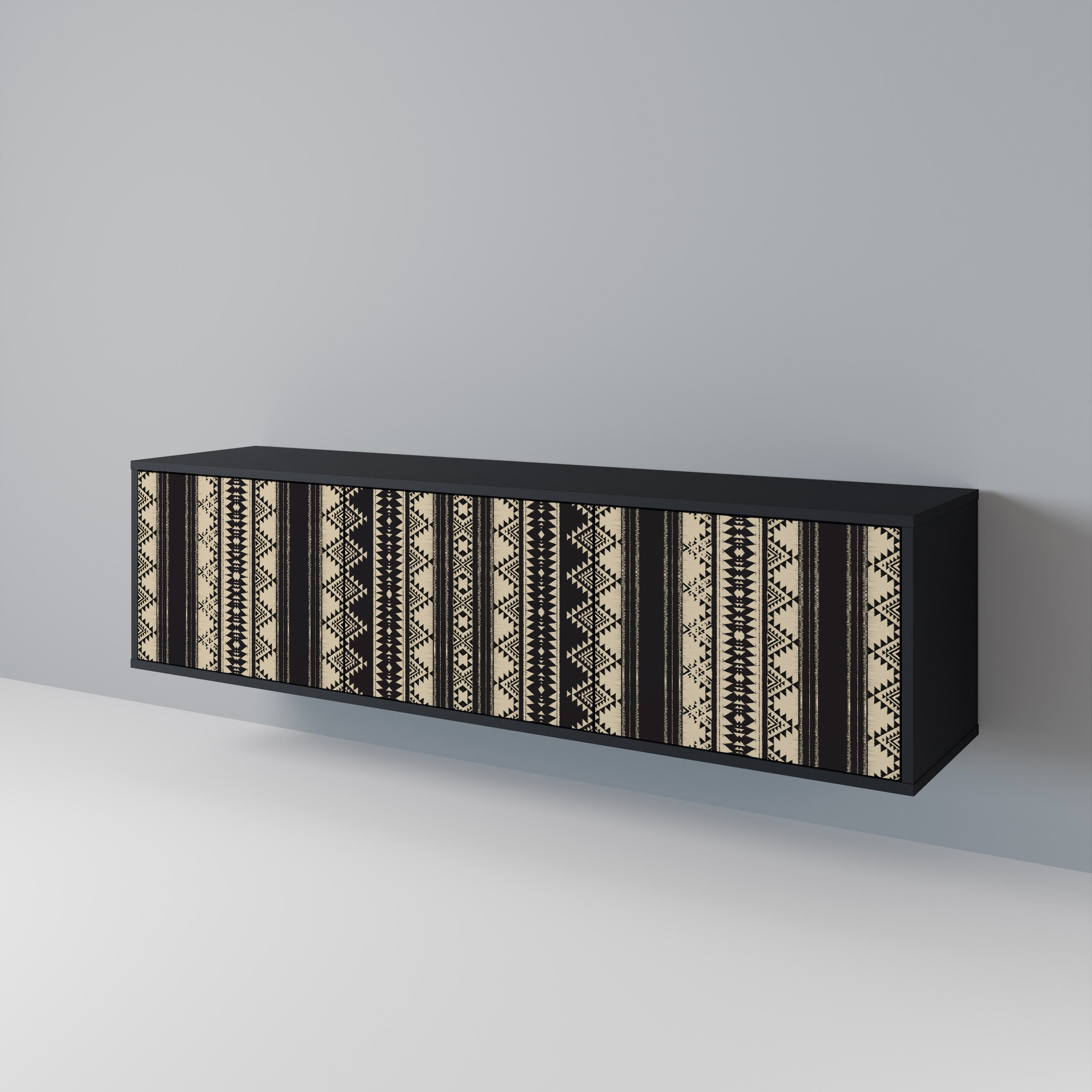 AZTEC Móvel de TV com 3 Portas em Acabamento Preto