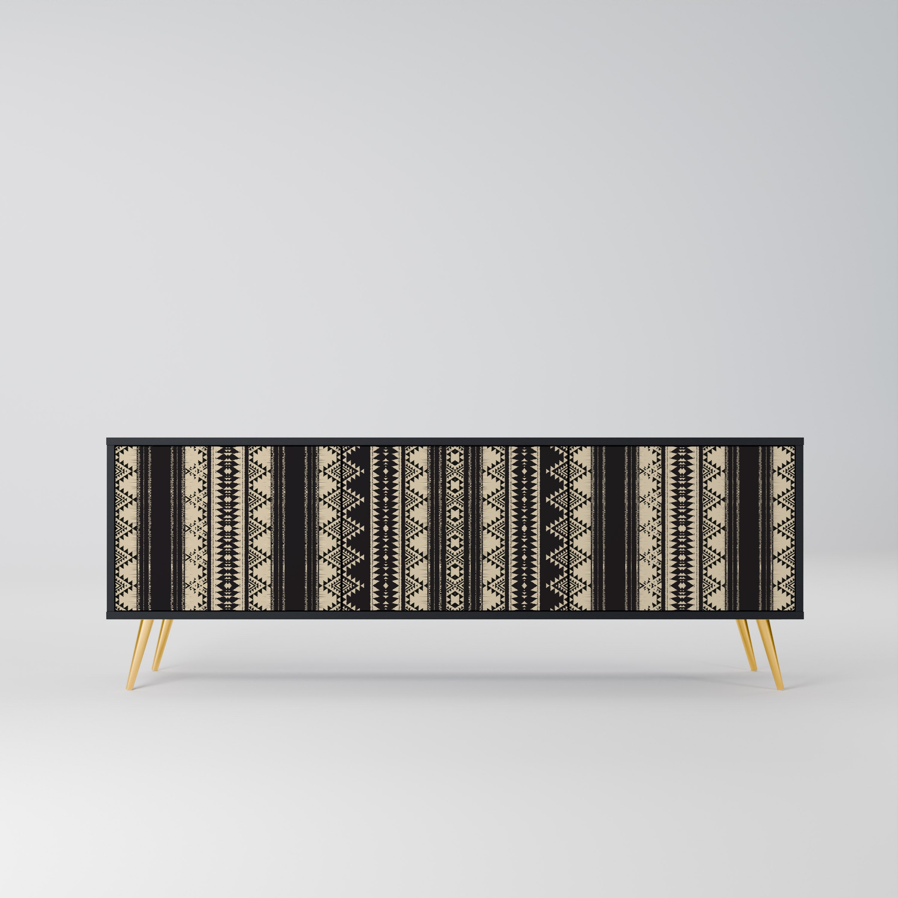 AZTEC Móvel de TV com 3 Portas em Acabamento Preto