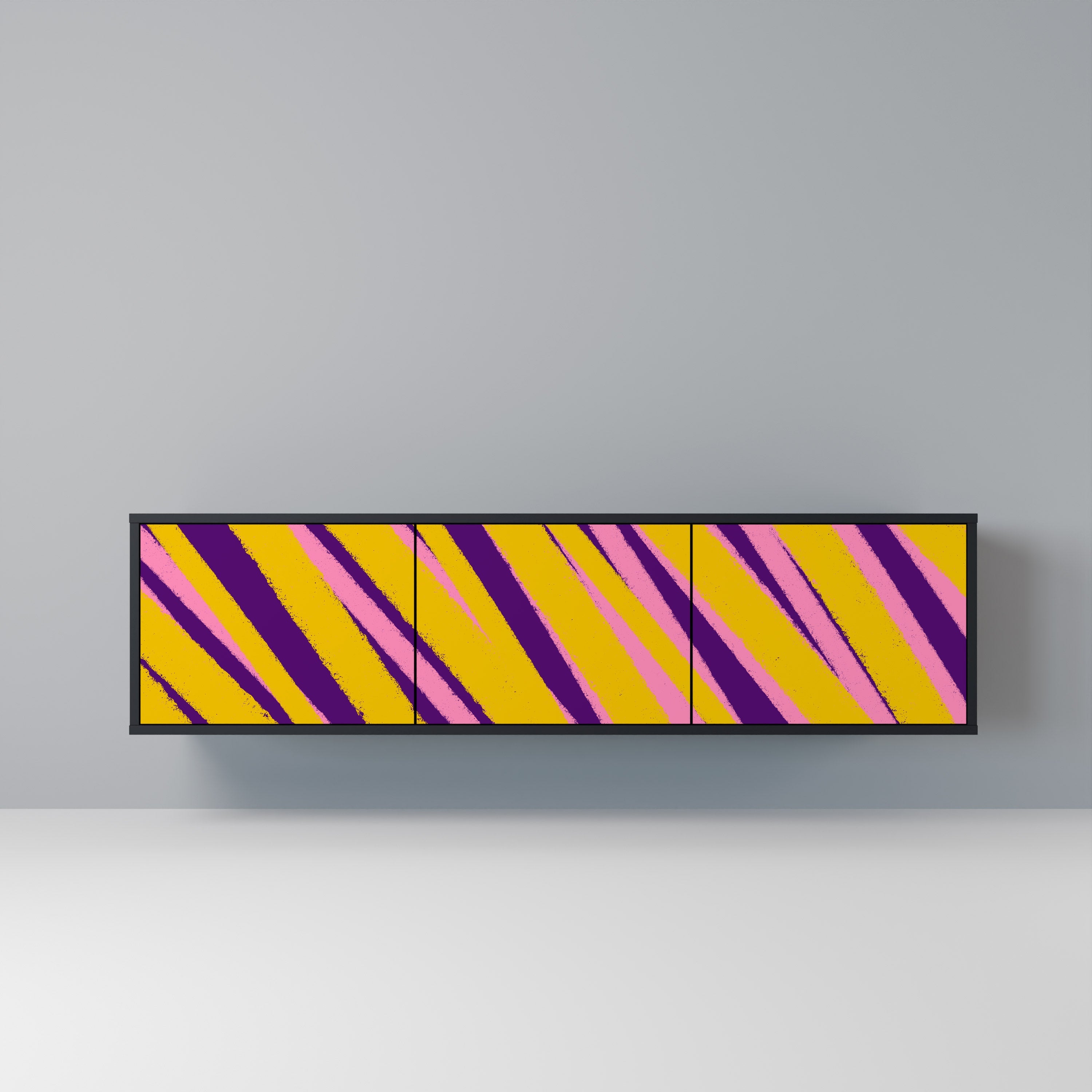 DREAMS COME TRUE Móvel de TV com 3 Portas em Acabamento Preto