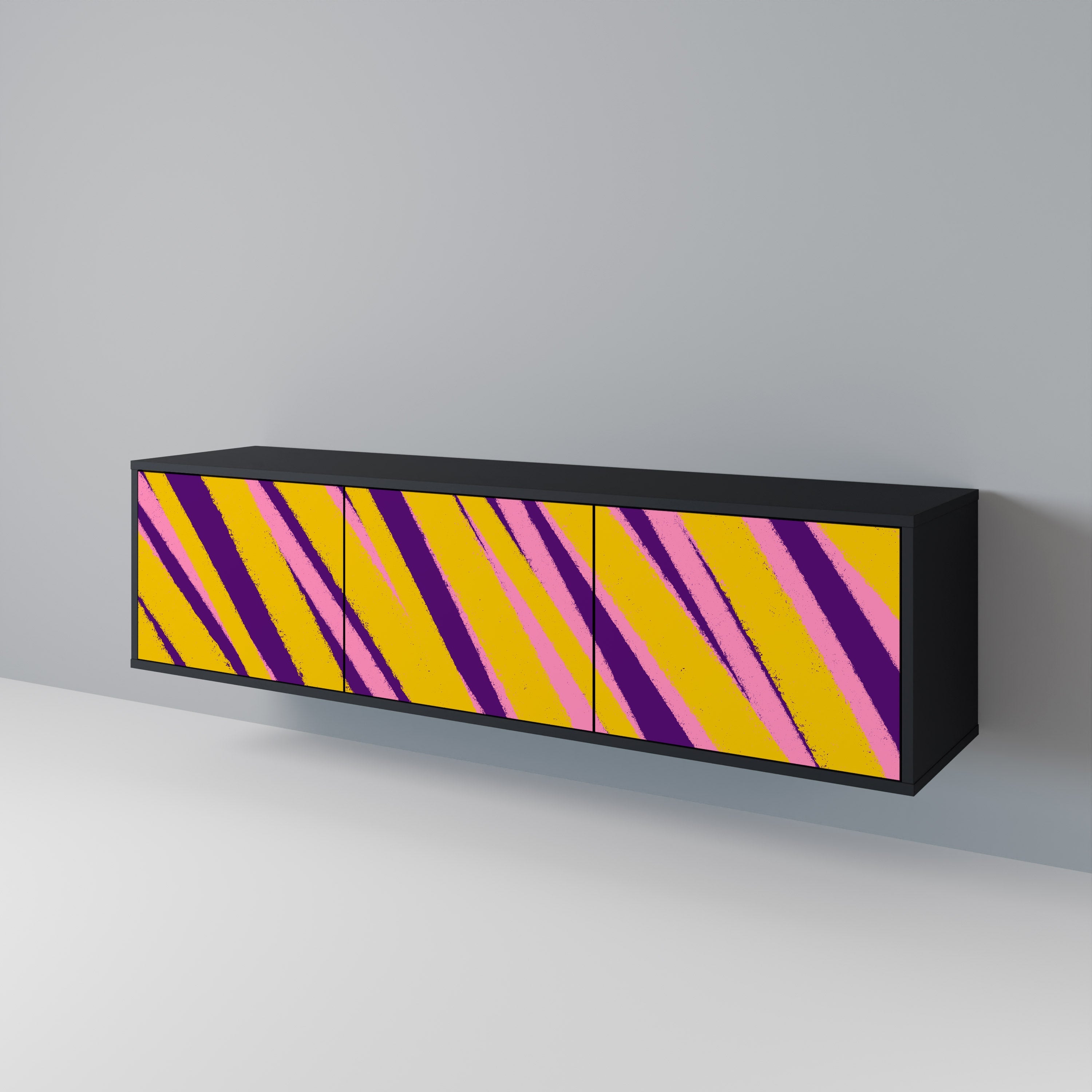 DREAMS COME TRUE Móvel de TV com 3 Portas em Acabamento Preto