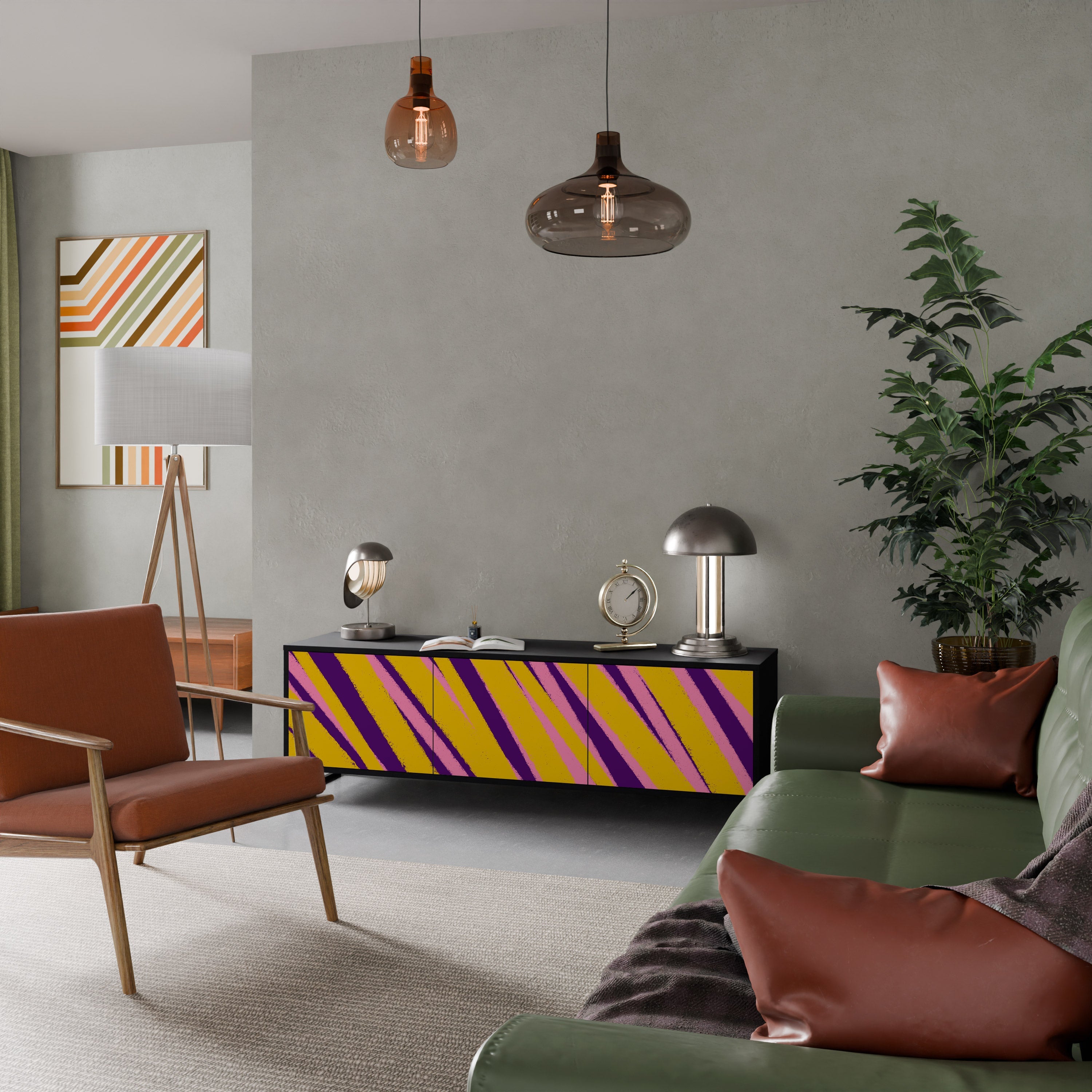 DREAMS COME TRUE Móvel de TV com 3 Portas em Acabamento Preto