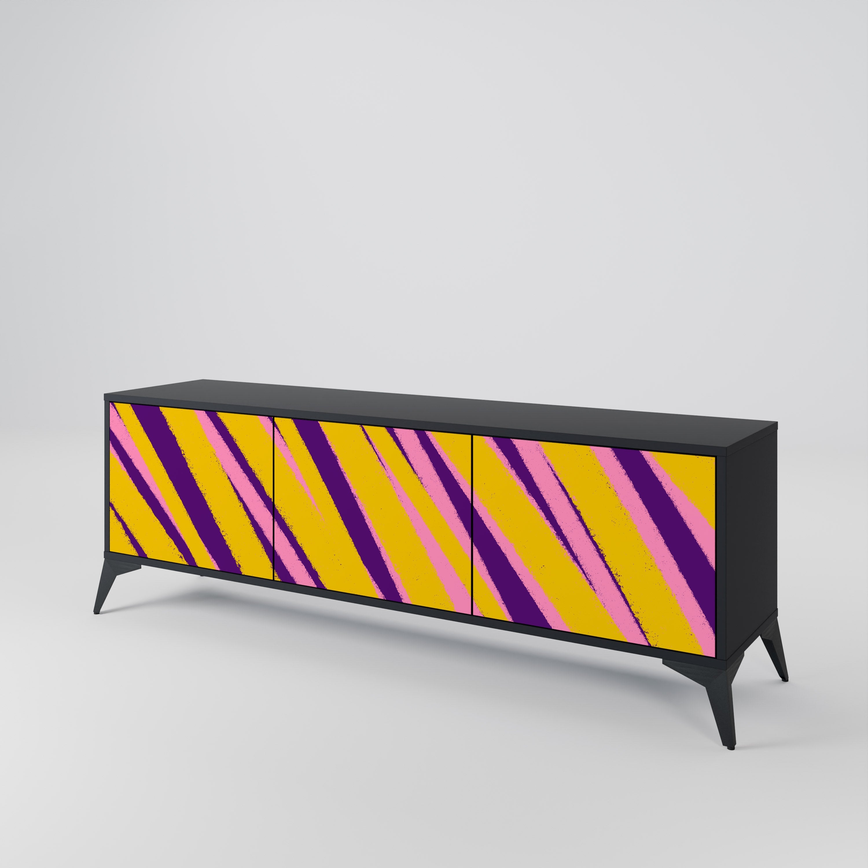 DREAMS COME TRUE Móvel de TV com 3 Portas em Acabamento Preto