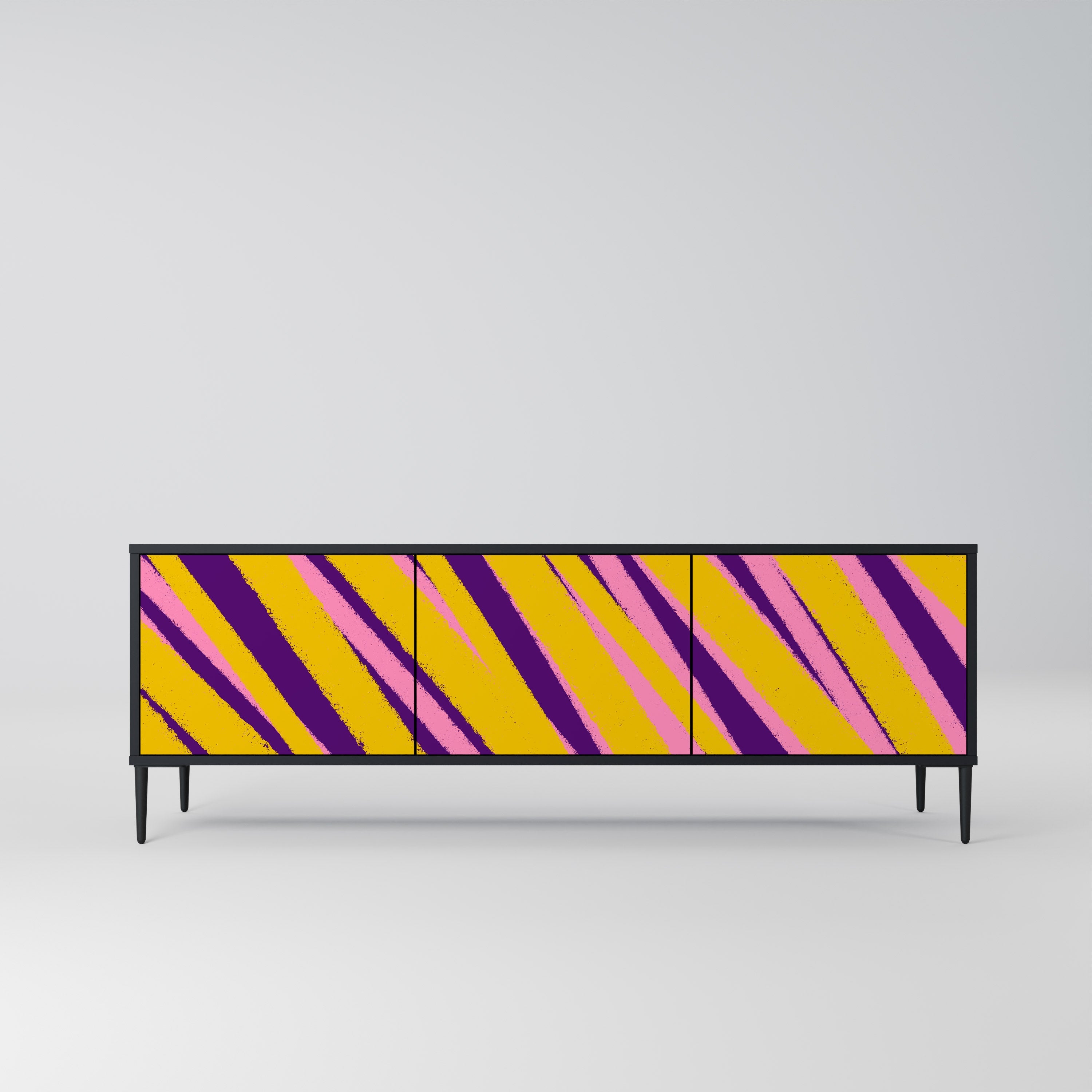 DREAMS COME TRUE Móvel de TV com 3 Portas em Acabamento Preto