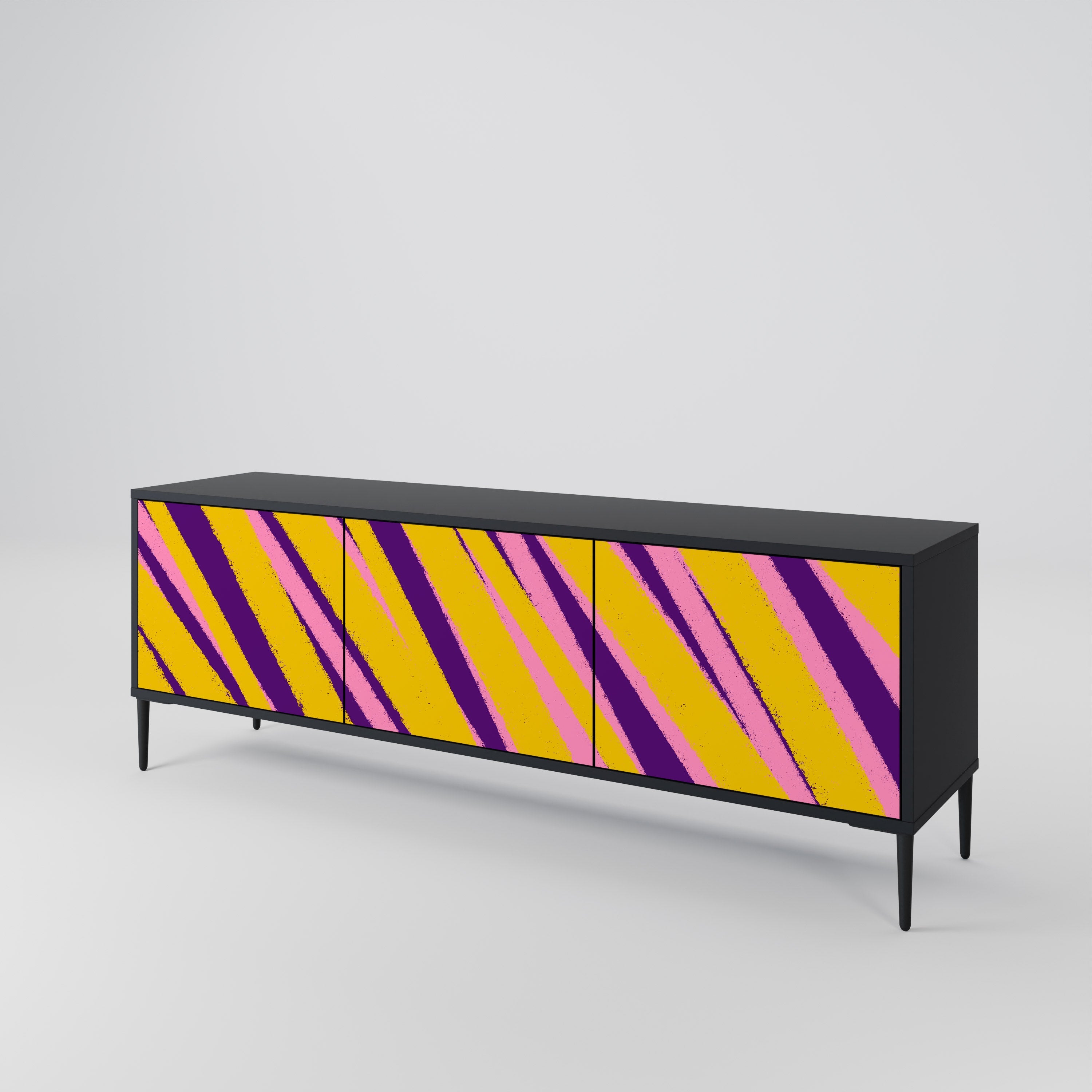 DREAMS COME TRUE Móvel de TV com 3 Portas em Acabamento Preto