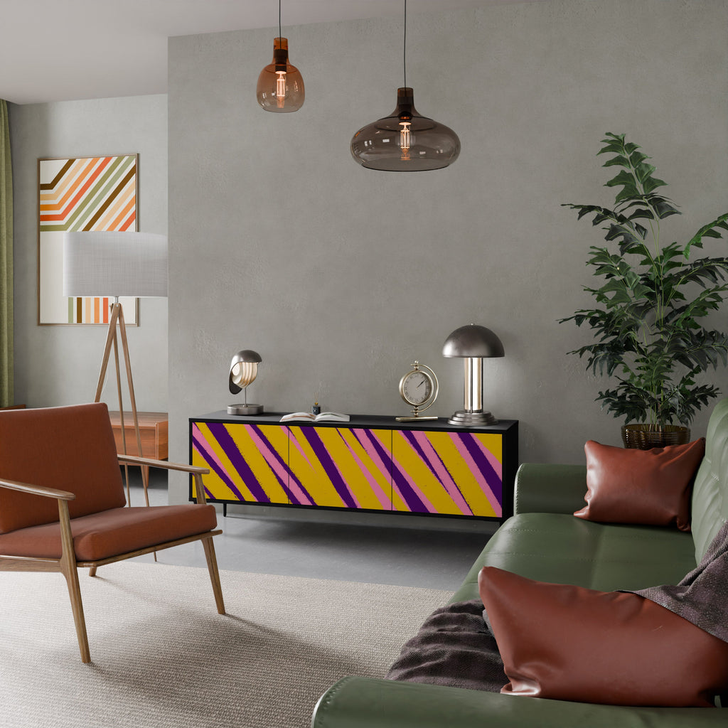 DREAMS COME TRUE Móvel de TV com 3 Portas em Acabamento Preto