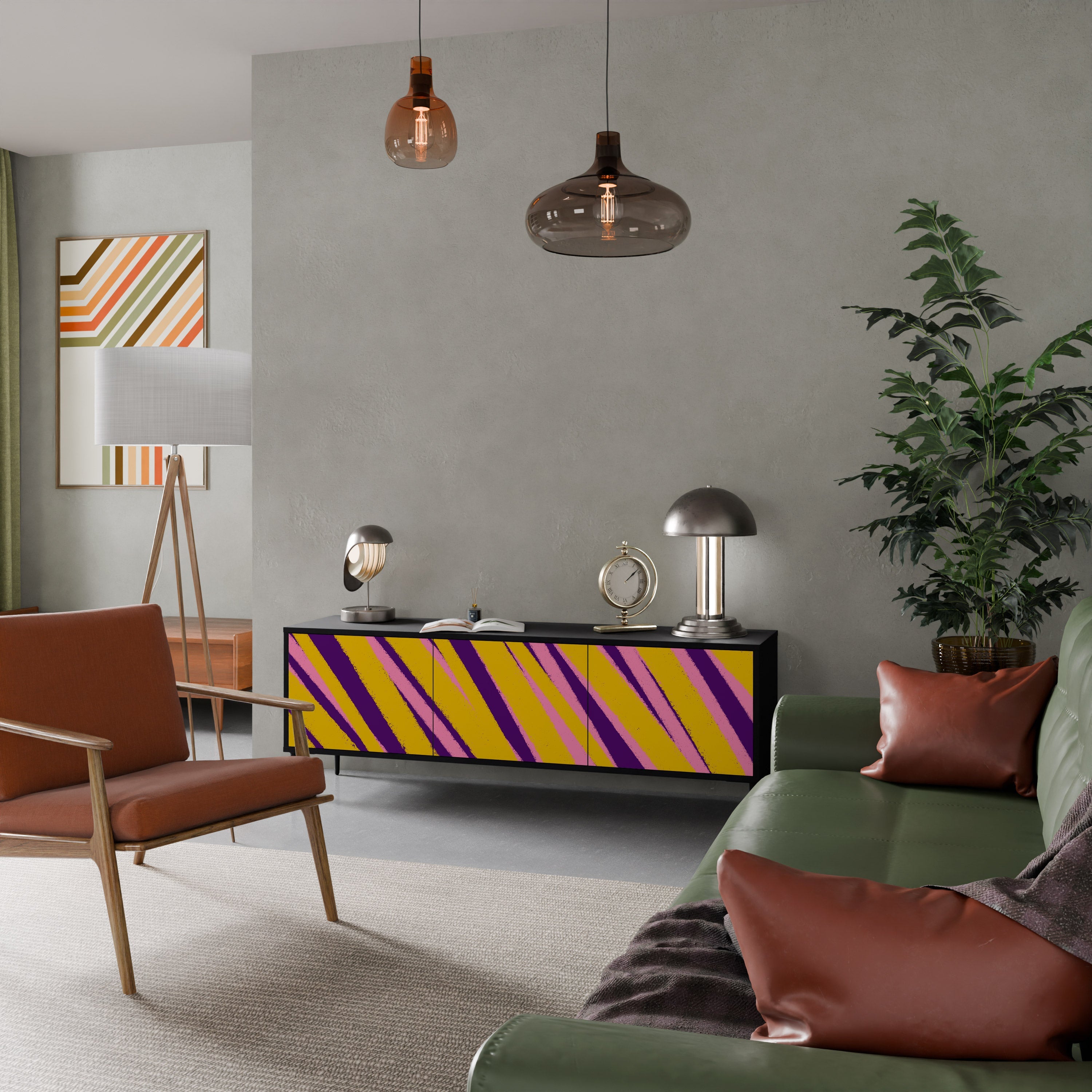 DREAMS COME TRUE Móvel de TV com 3 Portas em Acabamento Preto