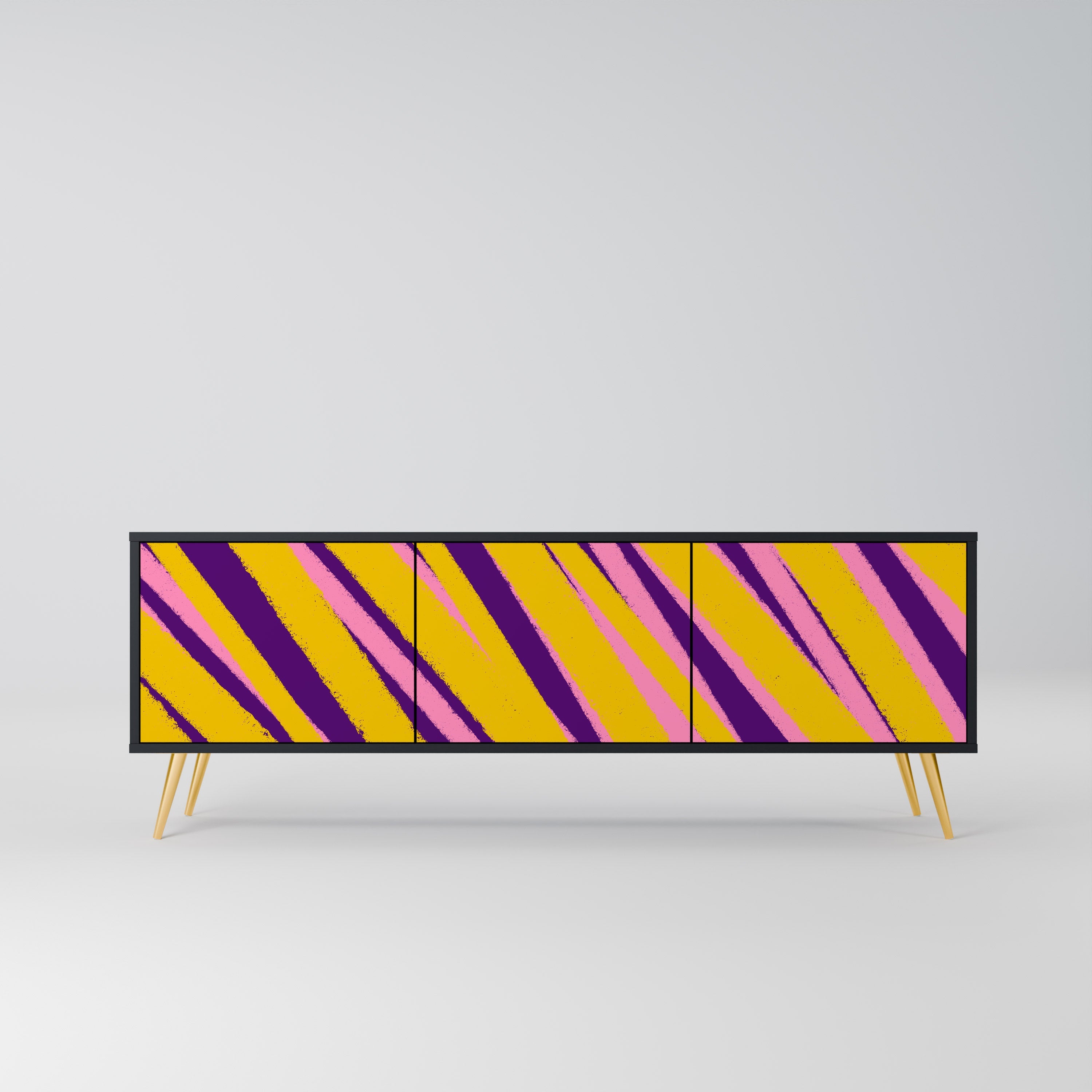 DREAMS COME TRUE Móvel de TV com 3 Portas em Acabamento Preto