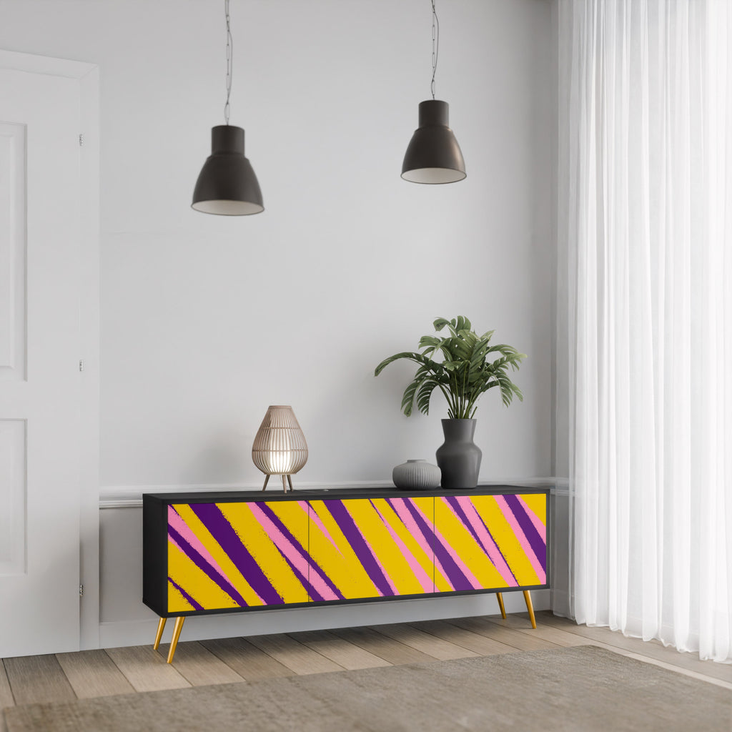 DREAMS COME TRUE Móvel de TV com 3 Portas em Acabamento Preto