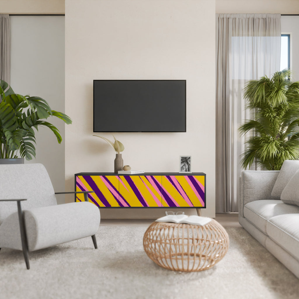 DREAMS COME TRUE Móvel de TV com 3 Portas em Acabamento Preto