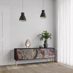 GOLDEN TIDES Móvel de TV com 3 Portas em Acabamento Preto